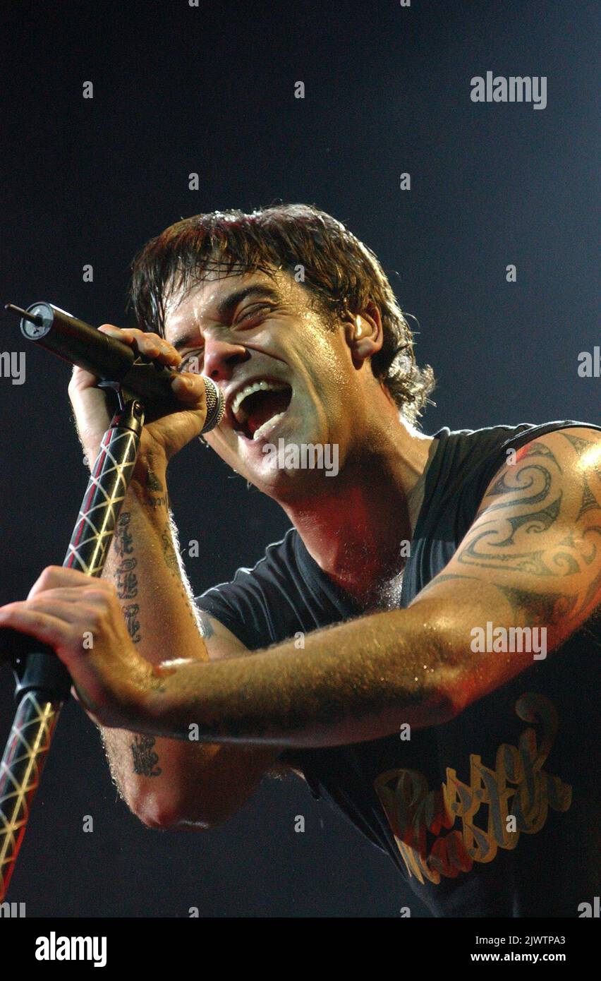 British Pop Star Robbie Williams Performs At Cruise Ship Launch In Malaga British Pop Star Robbie Williams Performs At Cruise Ship Launch In Malaga