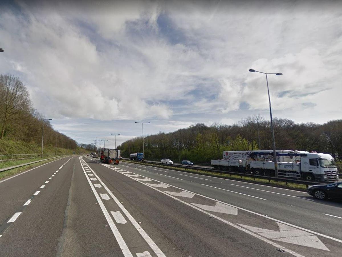 Casualty Treated After Car Overturns On M56 Motorway Casualty Treated After Car Overturns On M56 Motorway