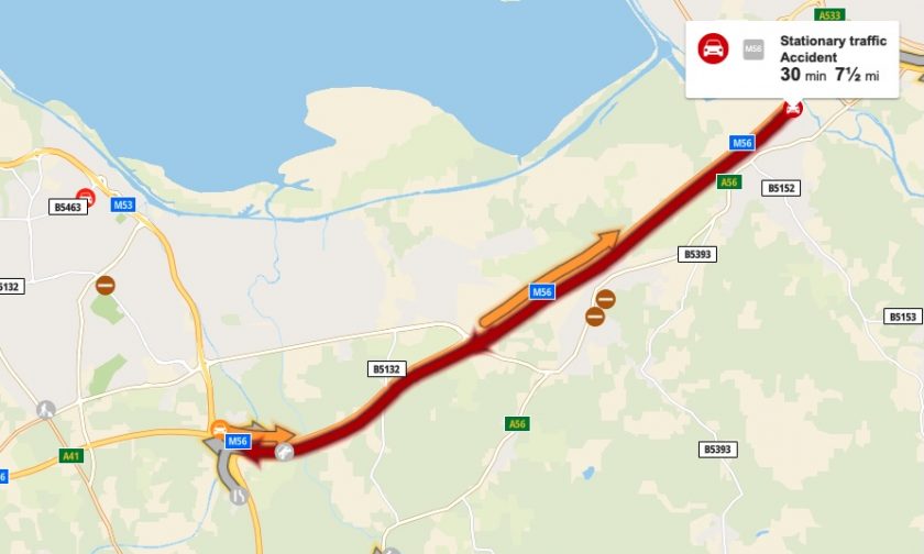 Cheshire/Deeside M56 Traffic Delays Due To Collision Cheshire/Deeside M56 Traffic Delays Due To Collision