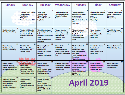 Comprehensive Calendar Of Senior Trips, Activities & Events Comprehensive Calendar Of Senior Trips, Activities & Events