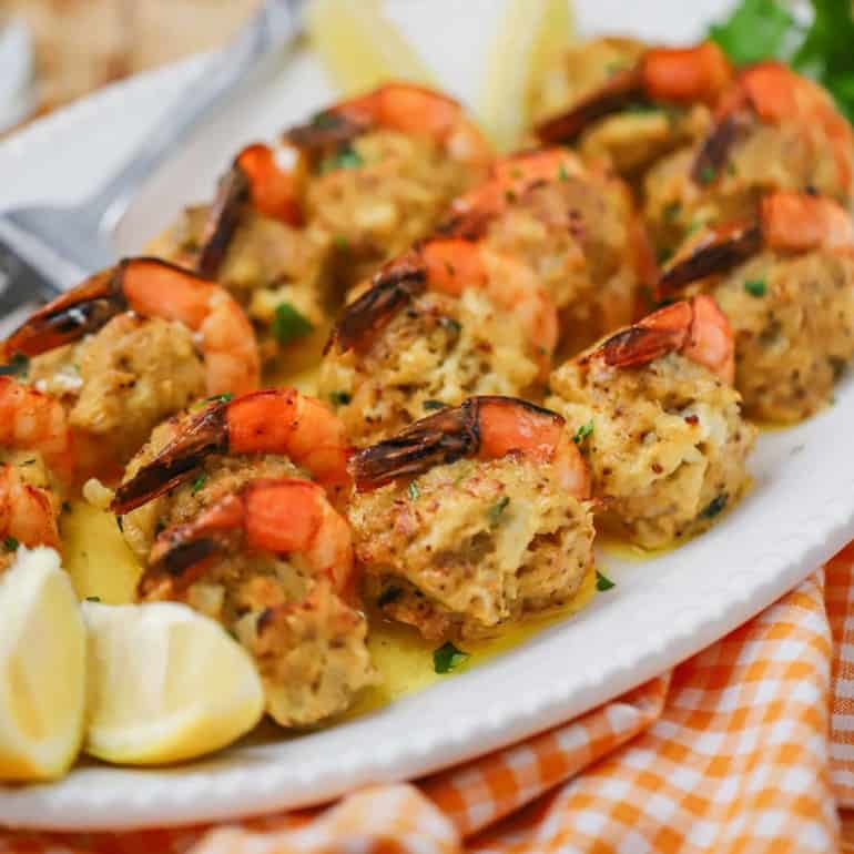 Crab Stuffed Shrimp Recipe With Luscious Lobster Sauce