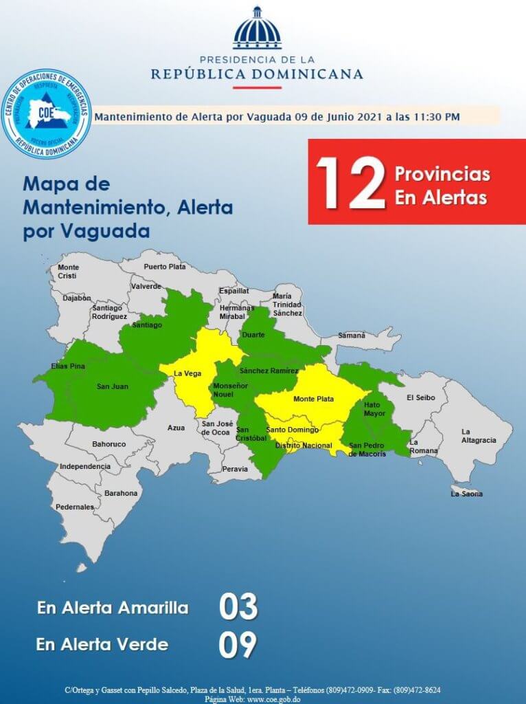 El COE Declara Alerta Amarilla En 9 Provincias Y Verde En 5 El COE Declara Alerta Amarilla En 9 Provincias Y Verde En 5