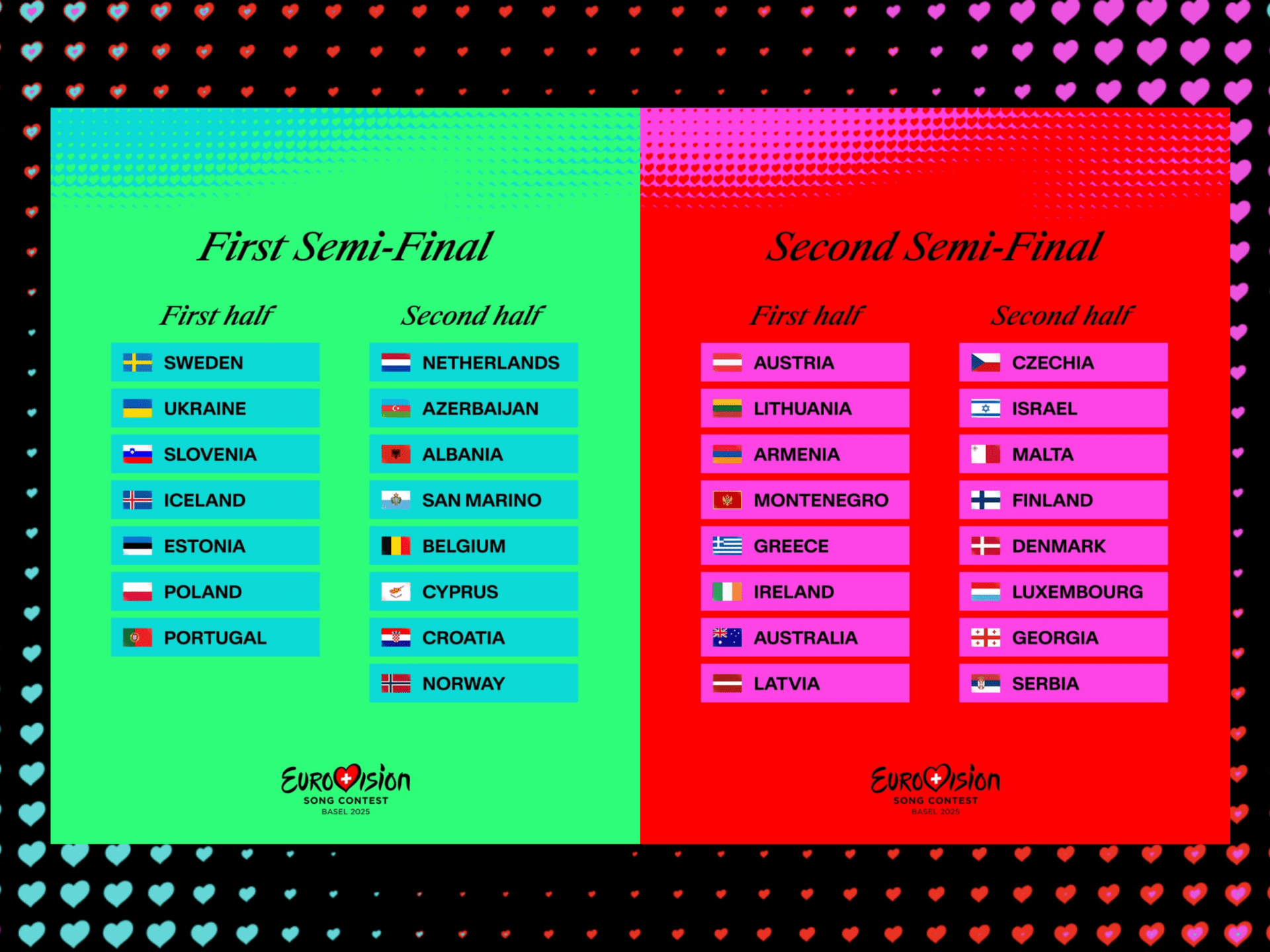 Eurovision 2025 Semi-Final Running Order: The Complete List