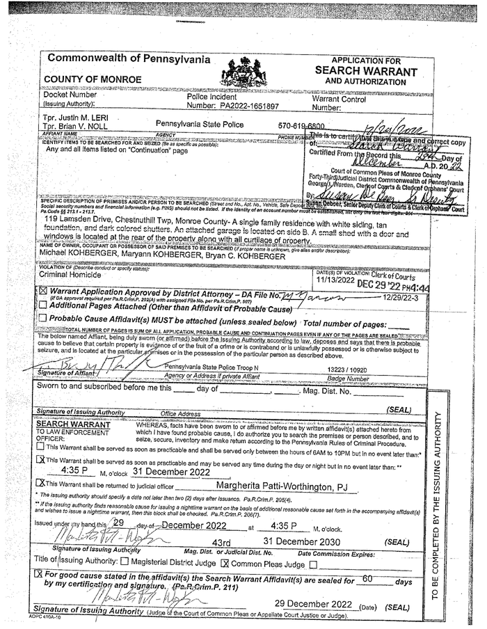 FBI Activity In Lebanon County, Pennsylvania: Details Of The Search Warrant FBI Activity In Lebanon County, Pennsylvania: Details Of The Search Warrant