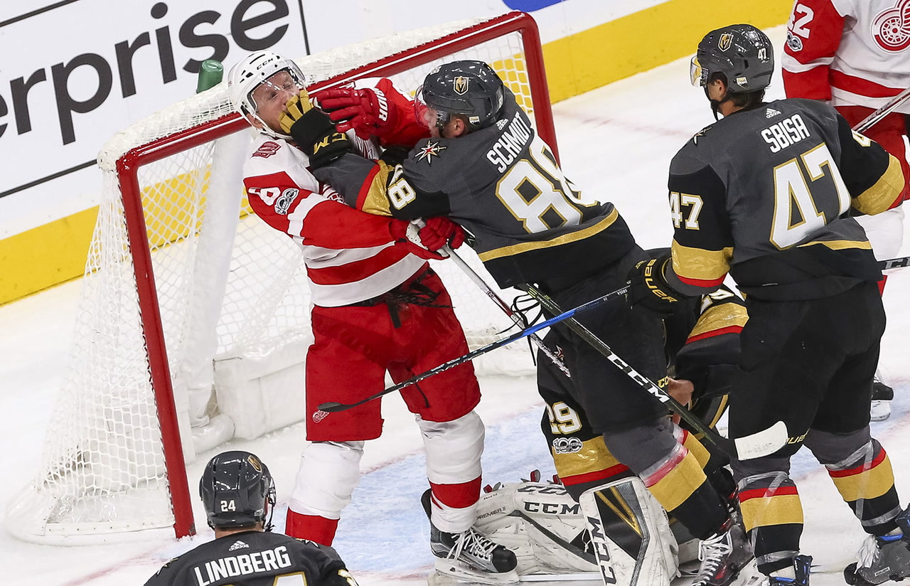 Hertl's Double Hat Trick Leads Golden Knights Past Red Wings Hertl's Double Hat Trick Leads Golden Knights Past Red Wings