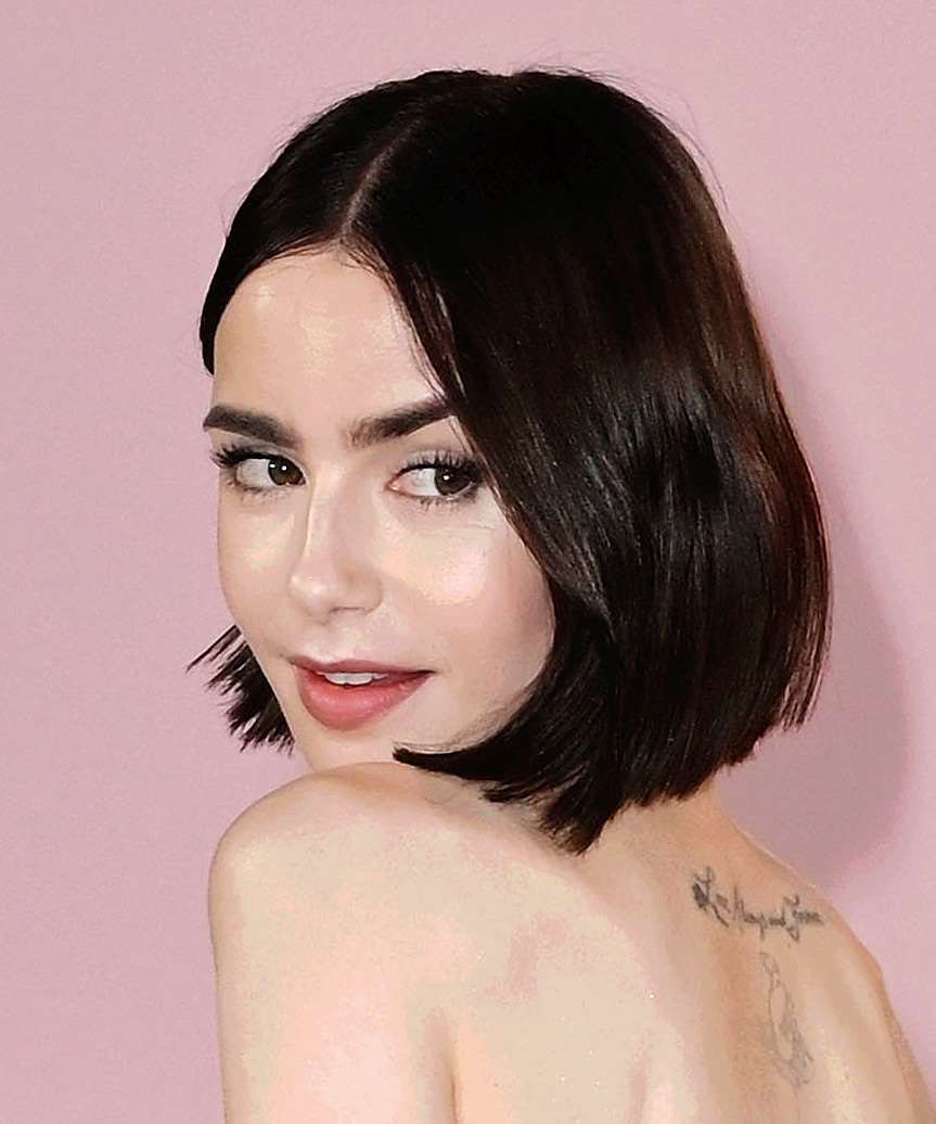 Lily Collins' Chic Bob: Hair, Brows, And Nude Lips Lily Collins' Chic Bob: Hair, Brows, And Nude Lips