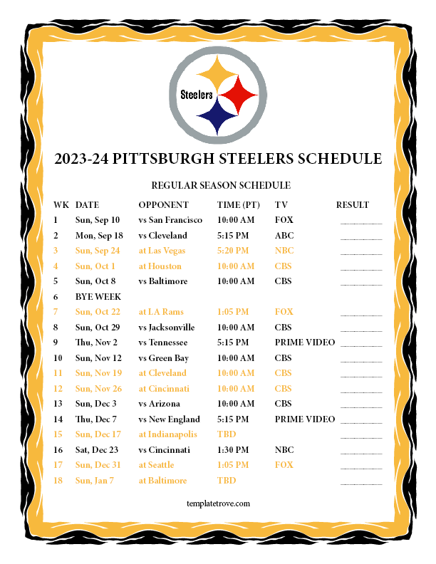 Pittsburgh Steelers 2025: Full Schedule Release And Preview Pittsburgh Steelers 2025: Full Schedule Release And Preview