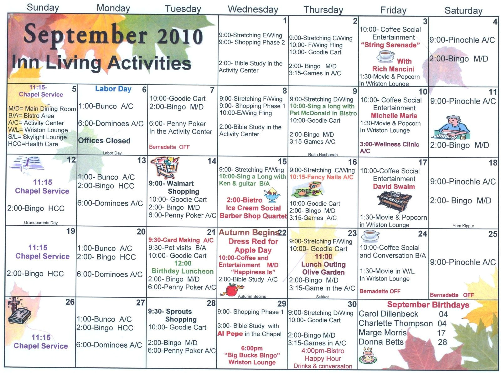 Senior Calendar: Trips, Activities & Events Senior Calendar: Trips, Activities & Events