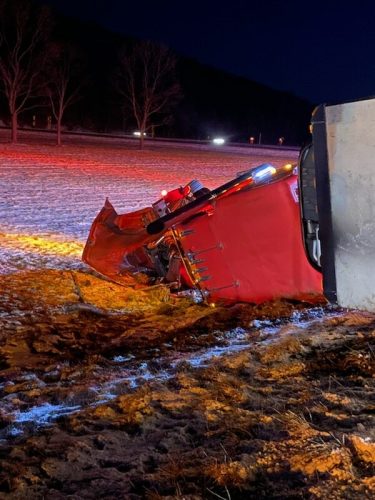 Tractor-Trailer Carrying Produce Overturns On I-83 Tractor-Trailer Carrying Produce Overturns On I-83